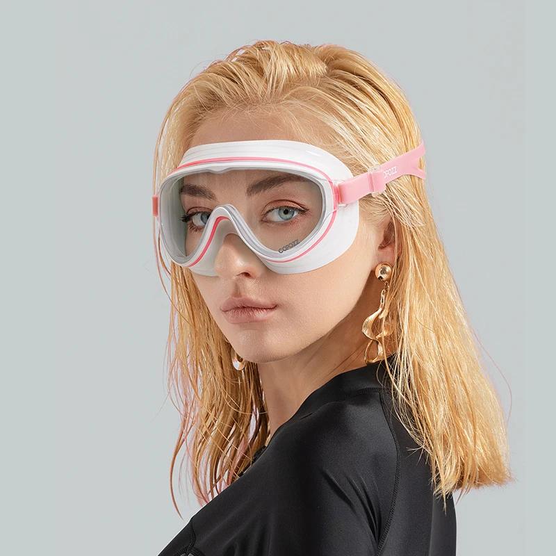 Lunettes de natation grandes montures trois couches anti-buée étanches adultes unisexes