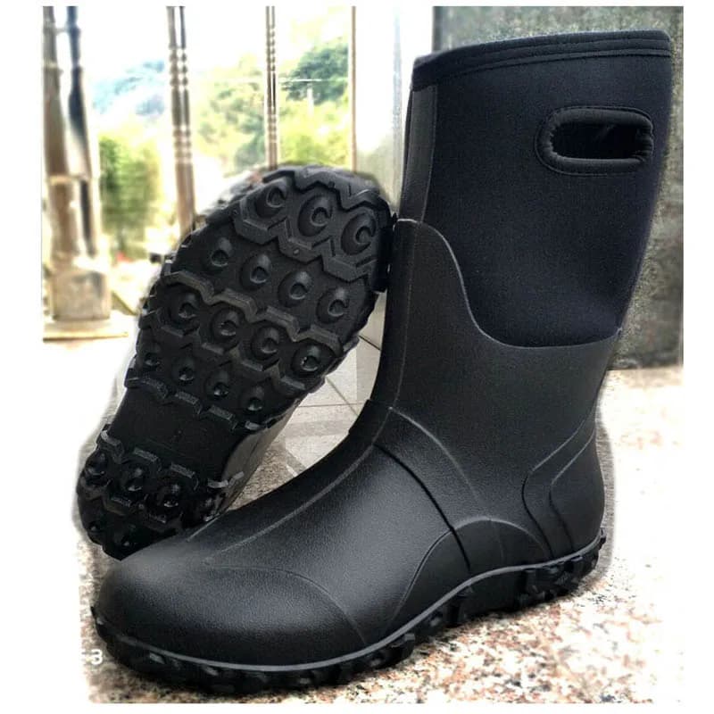 Bottes de pêche imperméables PVC respirantes avec semelle crampons antidérapante pour rochers et récifs