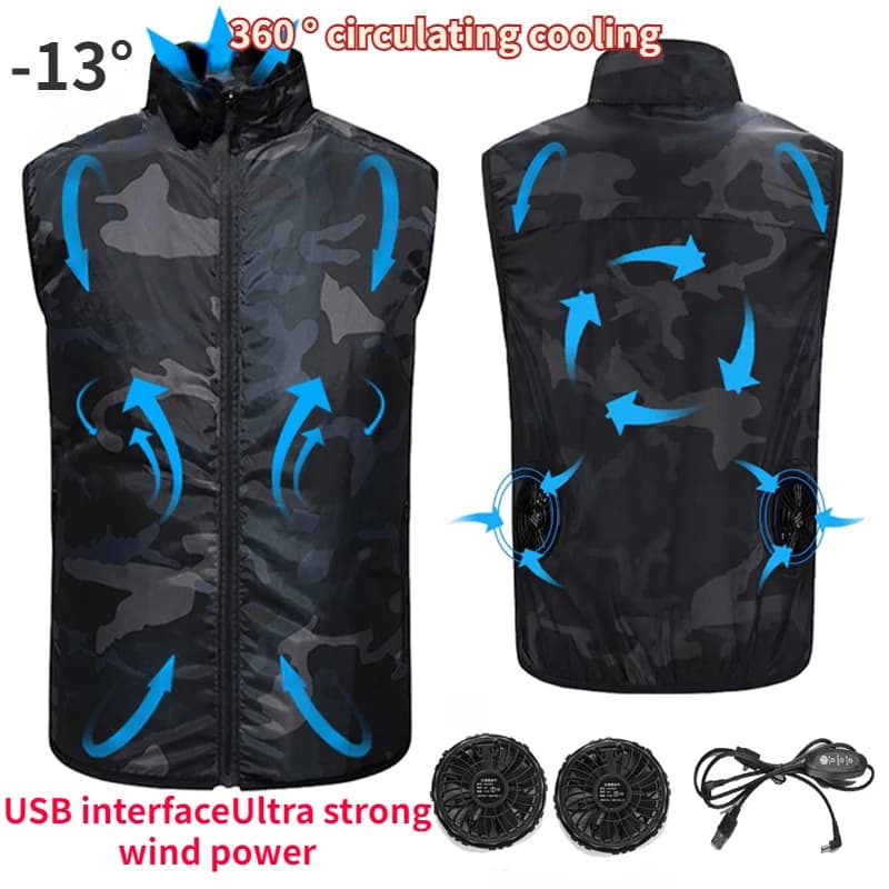 Veste ventilée USB homme été protection chaleur travail équitation pêche vêtement climatisation portable