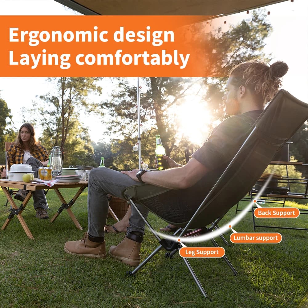 Chaise balancelle Naturehike pour pêche extérieure - Dossier haut, portable et support 120kg