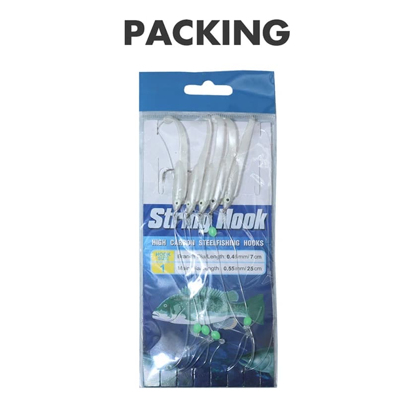 Kit de leurres souples luminescents pour pêche en mer, appâts anguille et sabiki pour saurel, calmar et maquereau