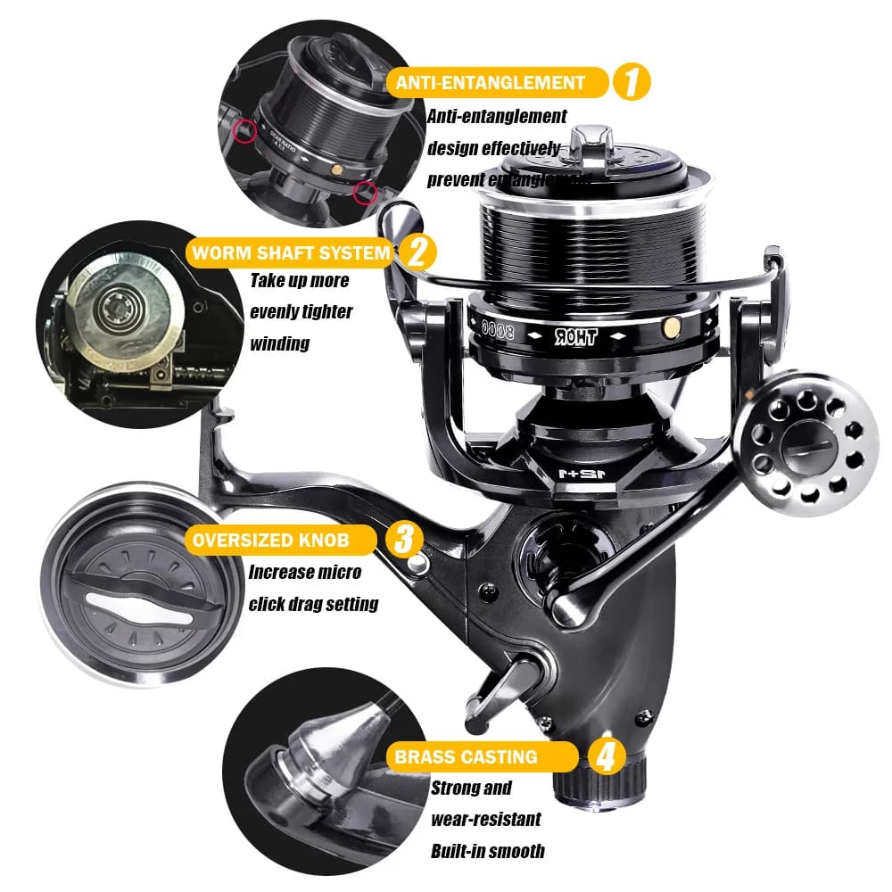 Moulinet carpe spinning drag double 27kg 12+1BB pour pêche mer et eau douce universel