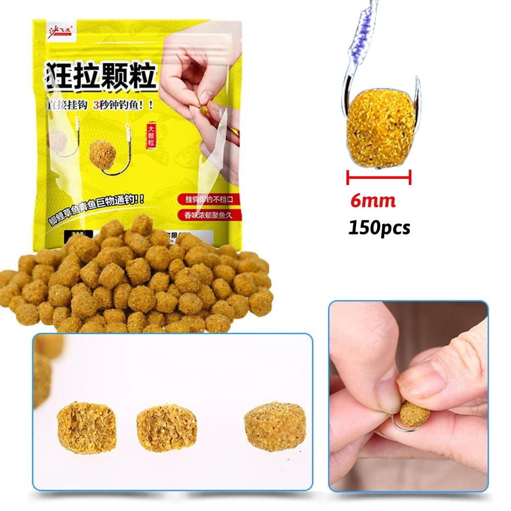 Nourriture appât carpe saveur poisson - Granulés attractifs fibre de blé pour pêche amorçage
