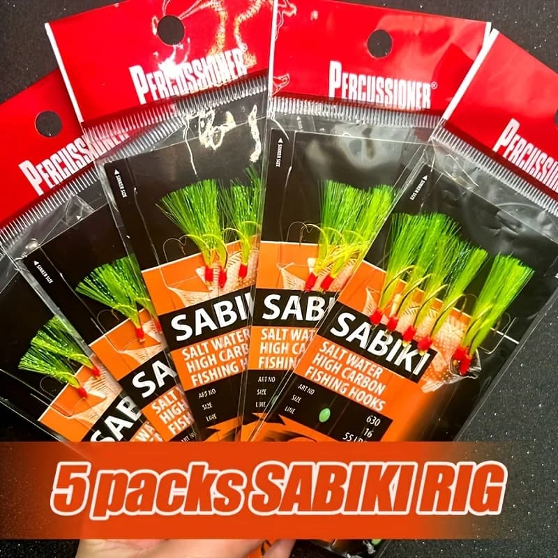 Kit bas de ligne Sabiki luminescent TAKBAS 5 ou 10 packs pour pêche surf mer salée hameçons acérés