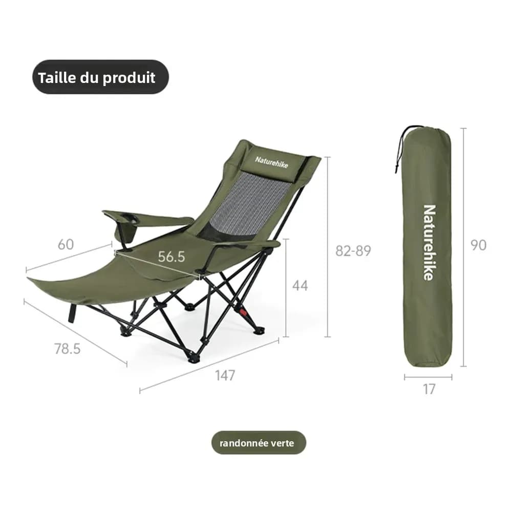 Fauteuil transat pliant pêche camping plage bureau sieste extérieur chaise lounge