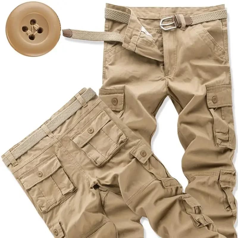 Pantalon cargo coupe droite ample multi-poches décontracté printemps automne pour hommes