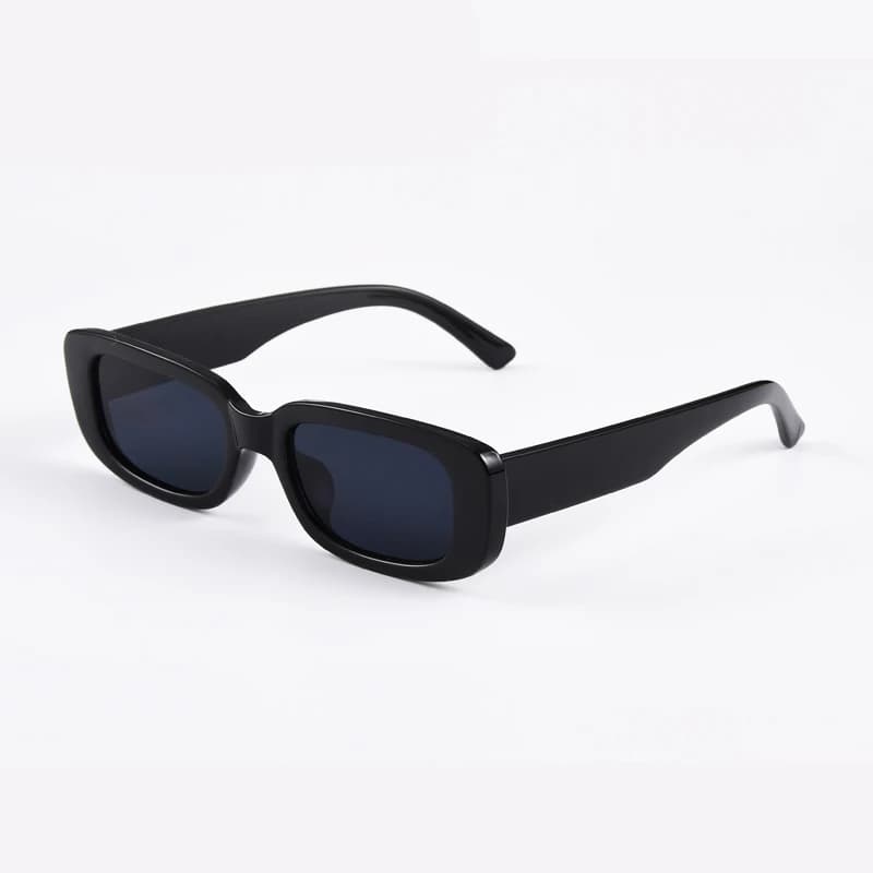 Lunettes de soleil carrées hommes rectangle petit format - Modèle rétro noir pour conduite et pêche UV400