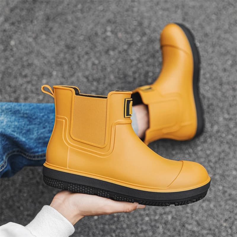 Chaussures pluie homme doublées coton chaudes imperméables antidérapantes pêche extérieur