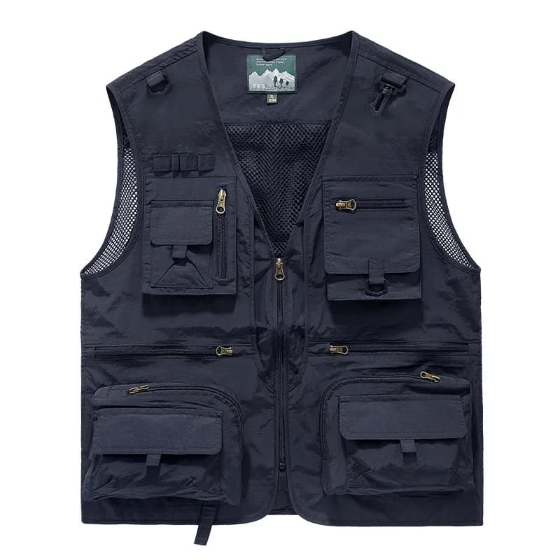 Veste de pêche respirante homme avec multiples poches pour le loisir en extérieur