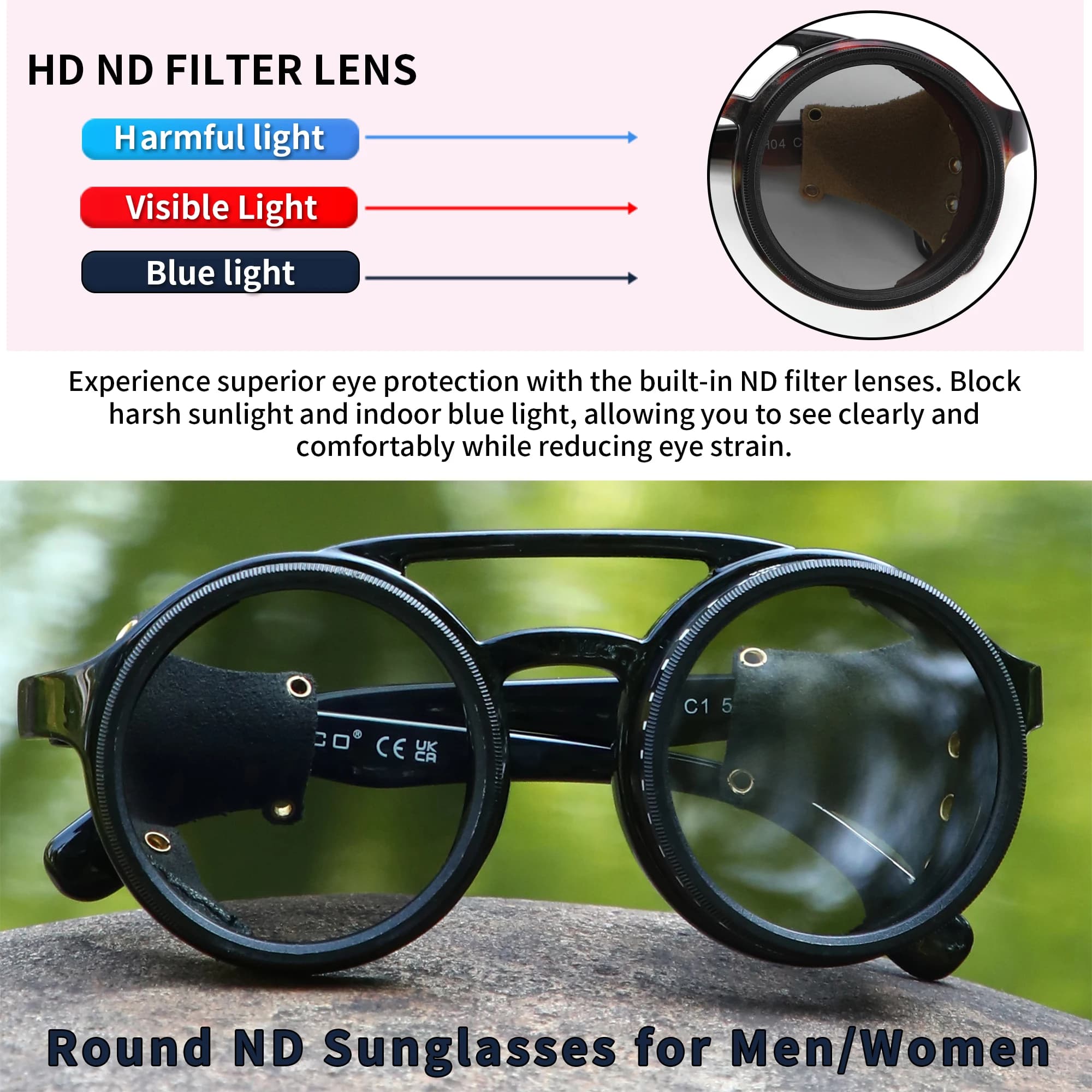 Lunettes de soleil polarisées ND9 réglables pour pêche et conduite - Verres teintés variables UV400