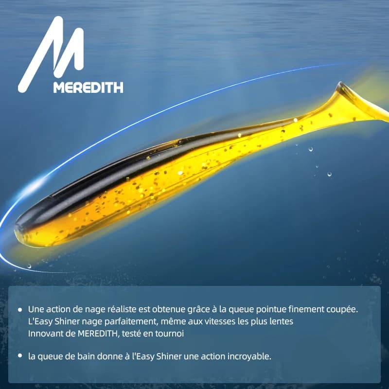 Leurres souples silicone MEREDITH Easy Shiner pour la pêche de la carpe, tailles 50mm 65mm 75mm 100mm