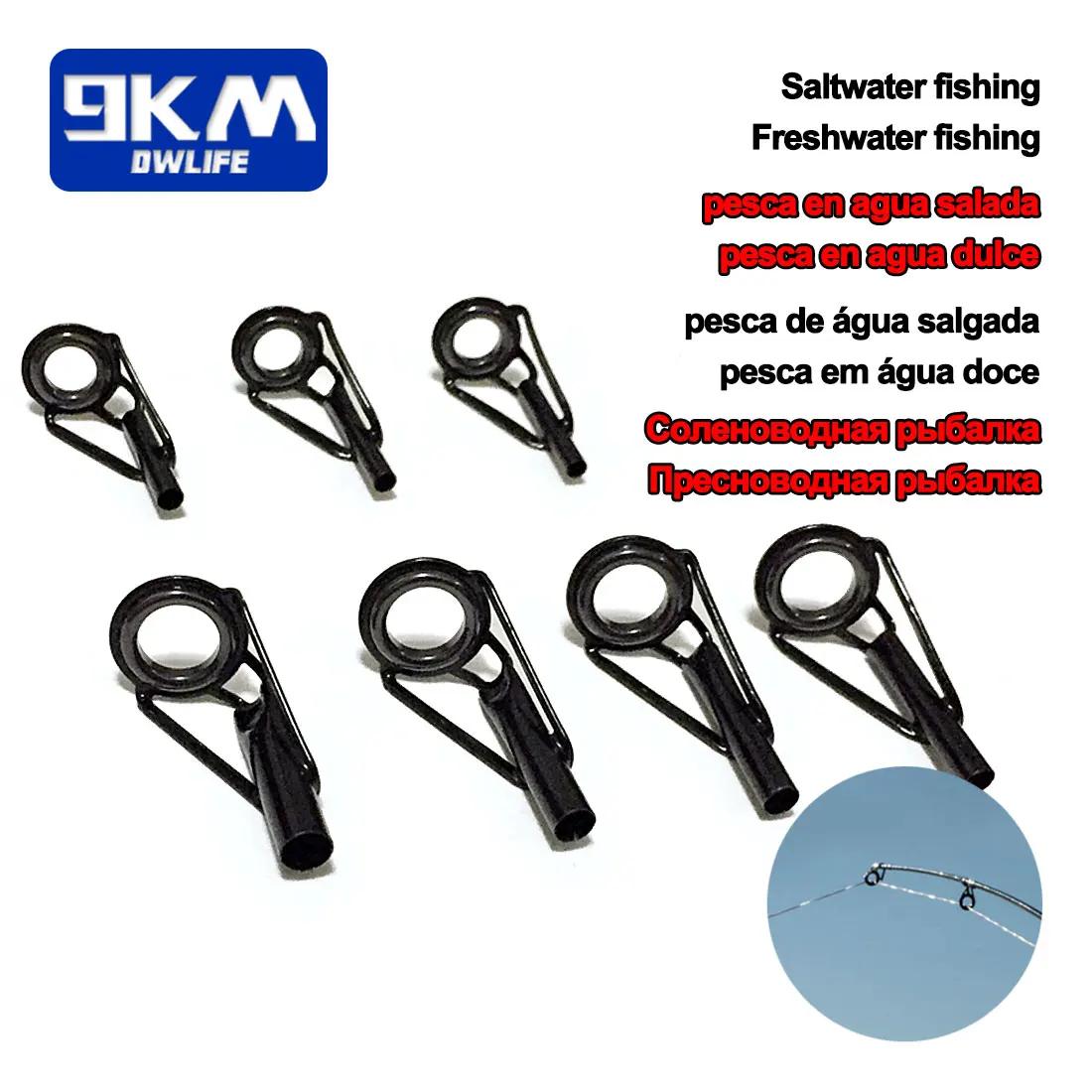 Kit réparation scions canne pêche 5 pièces anneaux céramique cadre acier noir building 6#~16#