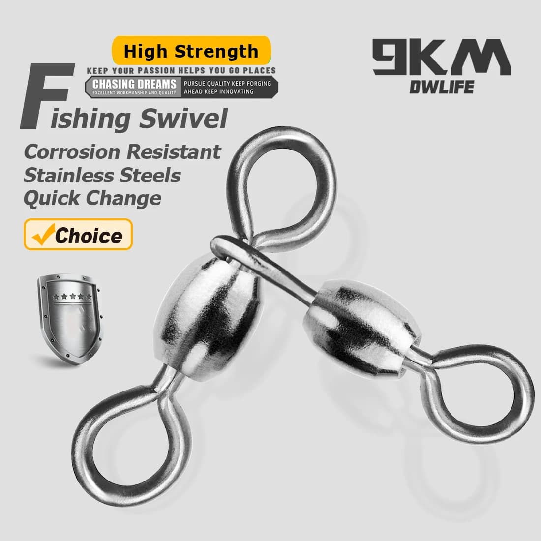 Émerillon pêche 3 voies inox SUS304 et laiton pour montage catfish et pêche surf casting