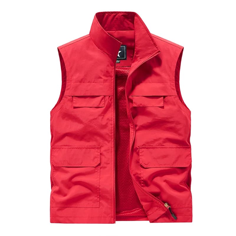 Veste sans manches pêche homme été respirante multi-poches cargo loose décontractée
