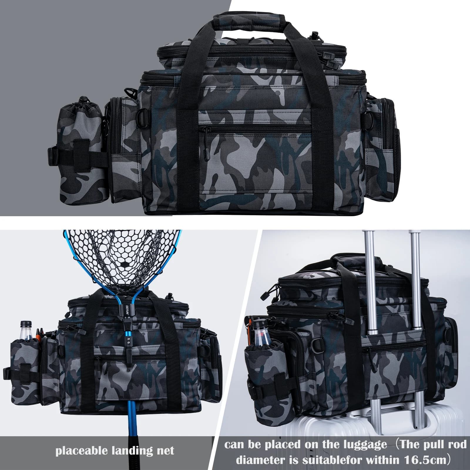 Sac de pêche étanche Goture 37x24x29cm - Backpack multifonction grande capacité pour leurres et accessoires