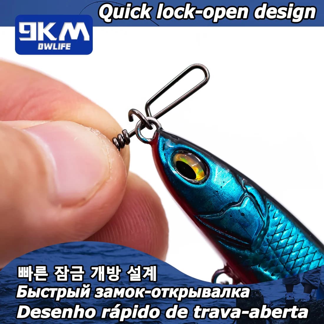 50 clips pêche rapides en acier inoxydable pour leurres basse, silure et eau douce - changement facile