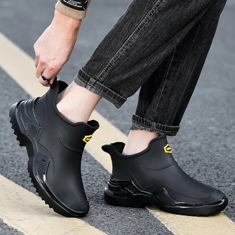 Bottes pluie courtes sport coréen épaisses larges confortables homme anti-dérapage PVC cheville pêche