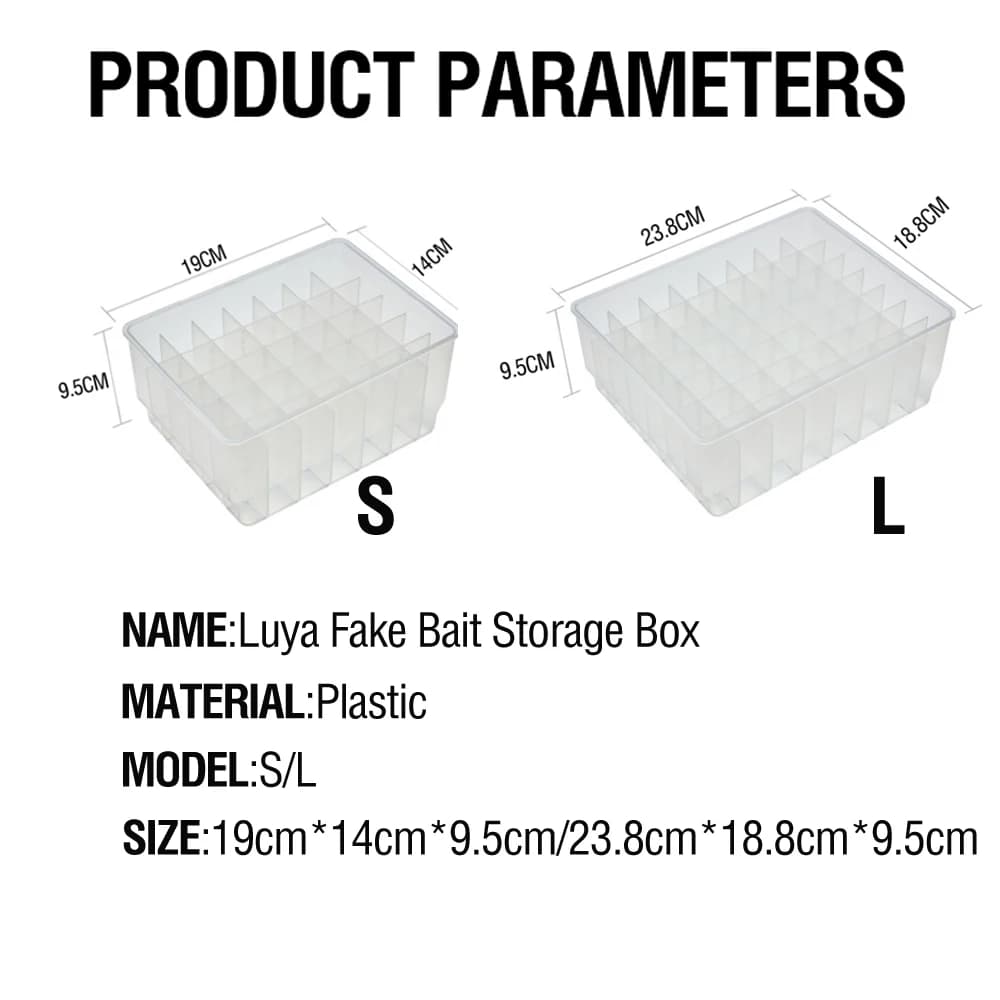 Boîte de rangement pour appâts de pêche transparente à compartiments multifonction