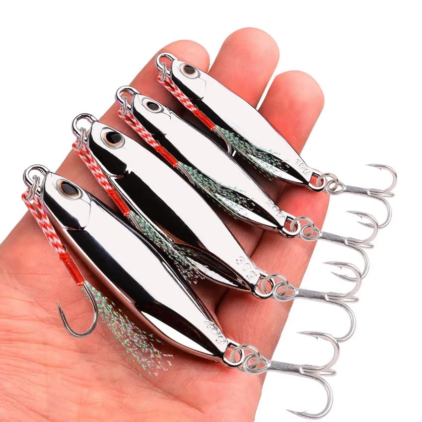 Set de 10 cuillères métal 10-40g - Jig casting pour pêche du bar en mer et carnassiers