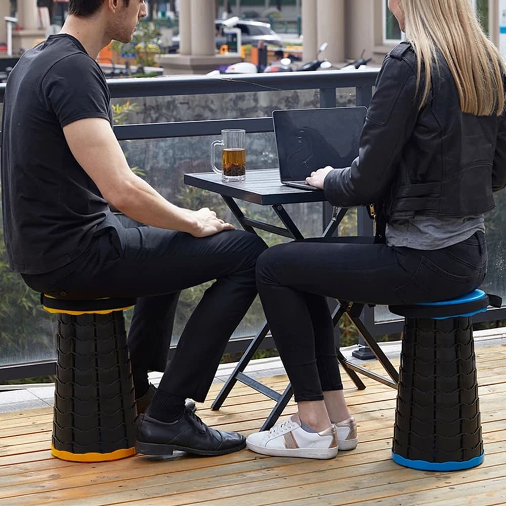 Tabouret pliant télescopique léger plastique pour pêche camping file d'attente transport