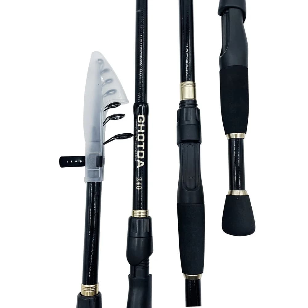 Canne télescopique pêche ultralégère 1.6-2.4m carbone pour leurres 10-30g - Sensibilité maximale