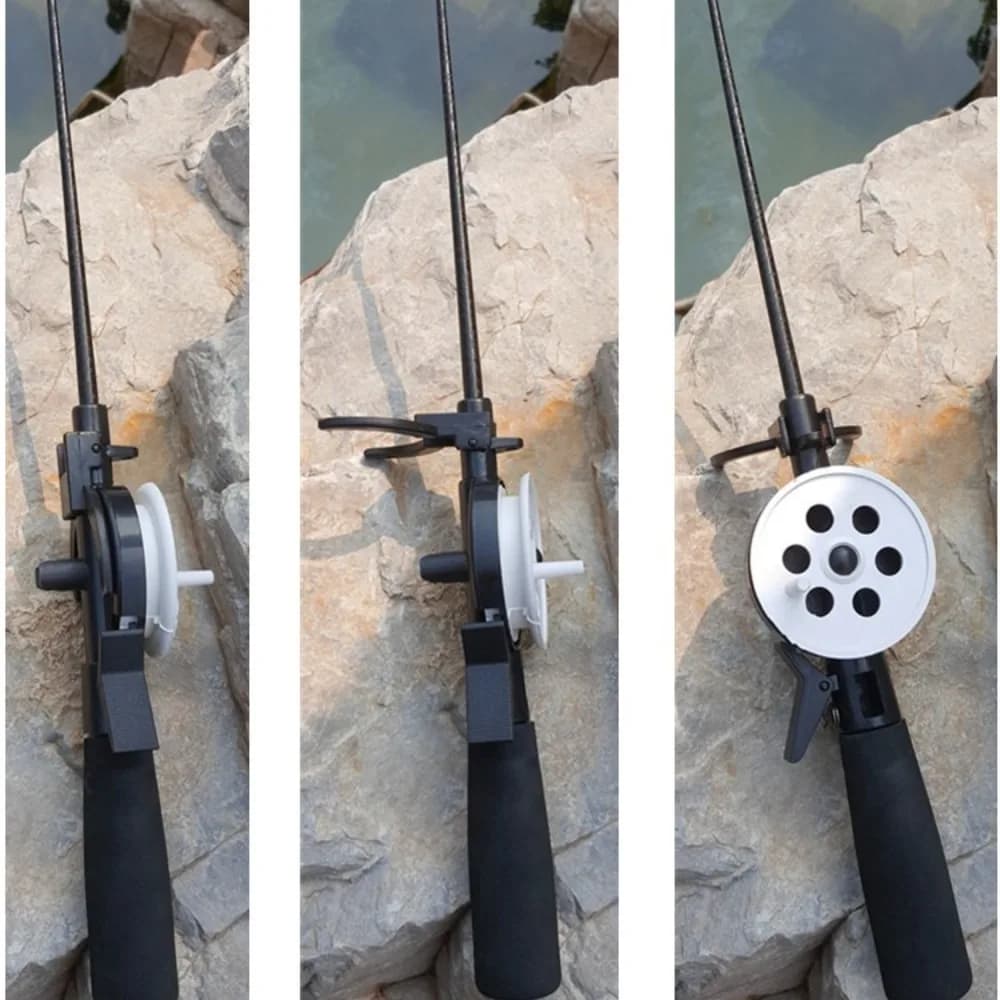 Canne à pêche glace télescopique 33.5cm portable mini pour pêche hivernale sur lac et étang