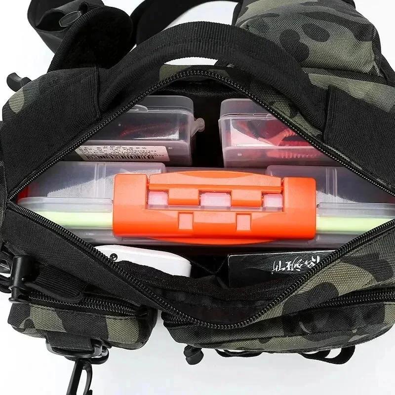 Sac pêche grande capacité 3 en 1 épaule ceinture bandoulière - Sac rangement cannes boîte appâts