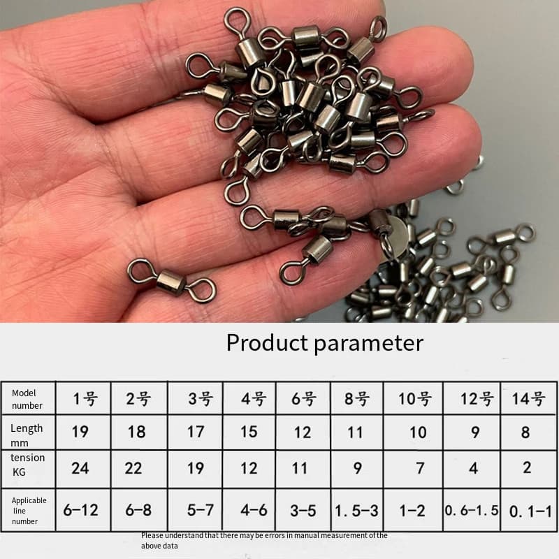 100 émerillons à roulement inox pour pêche à la carpe - Connecteurs solides pour leurres et hameçons