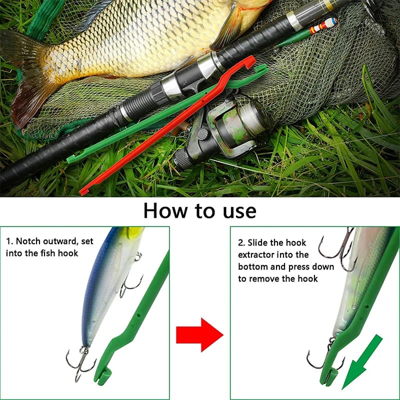 Dégorgeoir à poissons portable et léger - Outil d'extraction d'hameçons plastique pour pêche