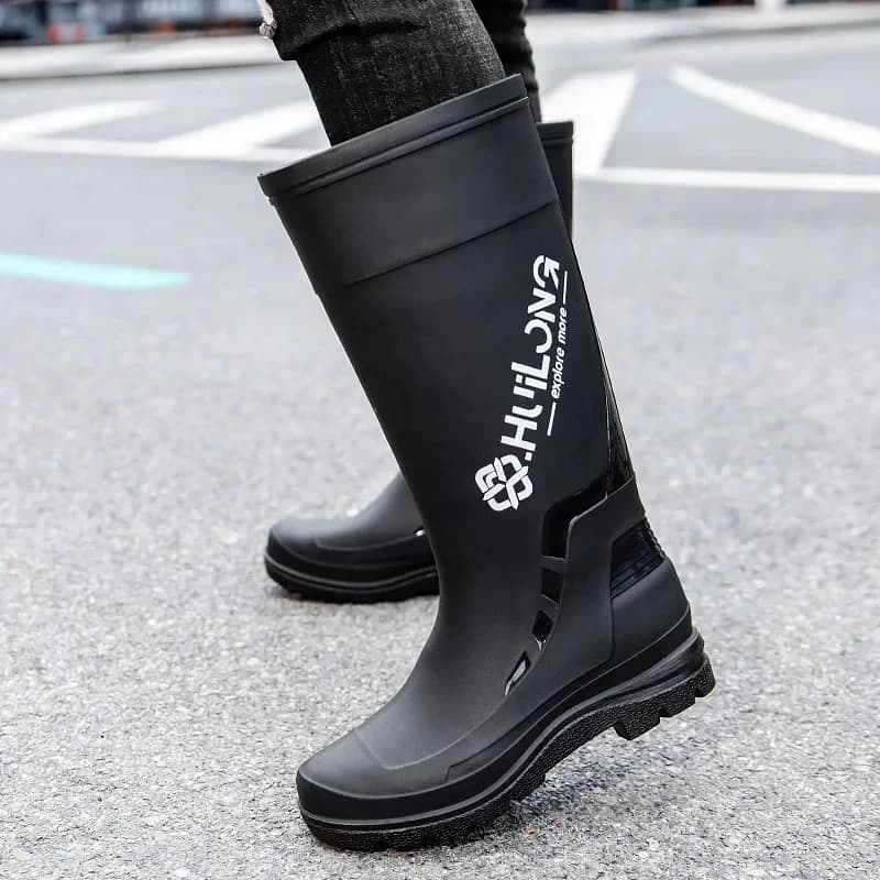 Bottes pêche haute homme imperméables PVC - Chaussures livreur anti-dérapantes tube long protection professionnelle
