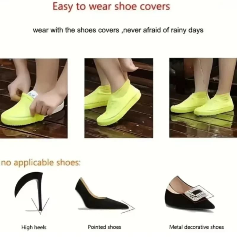 Protections imperméables pour chaussures en silicone - Paire de surchaussures anti-pluie extérieures