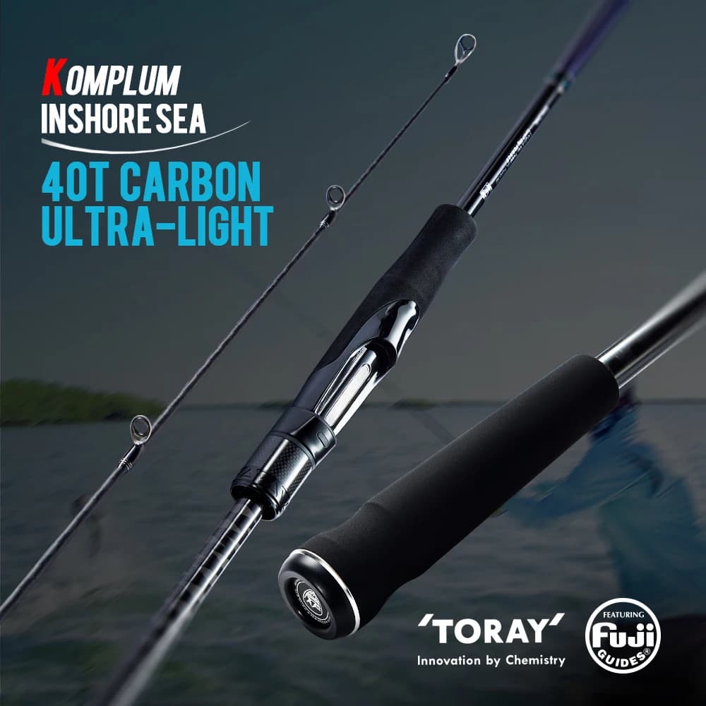 Canne à pêche mer CYLIUS KOMPLUM 40T carbone - Sensitive longcast anneaux Fuji pour pêche au calmar