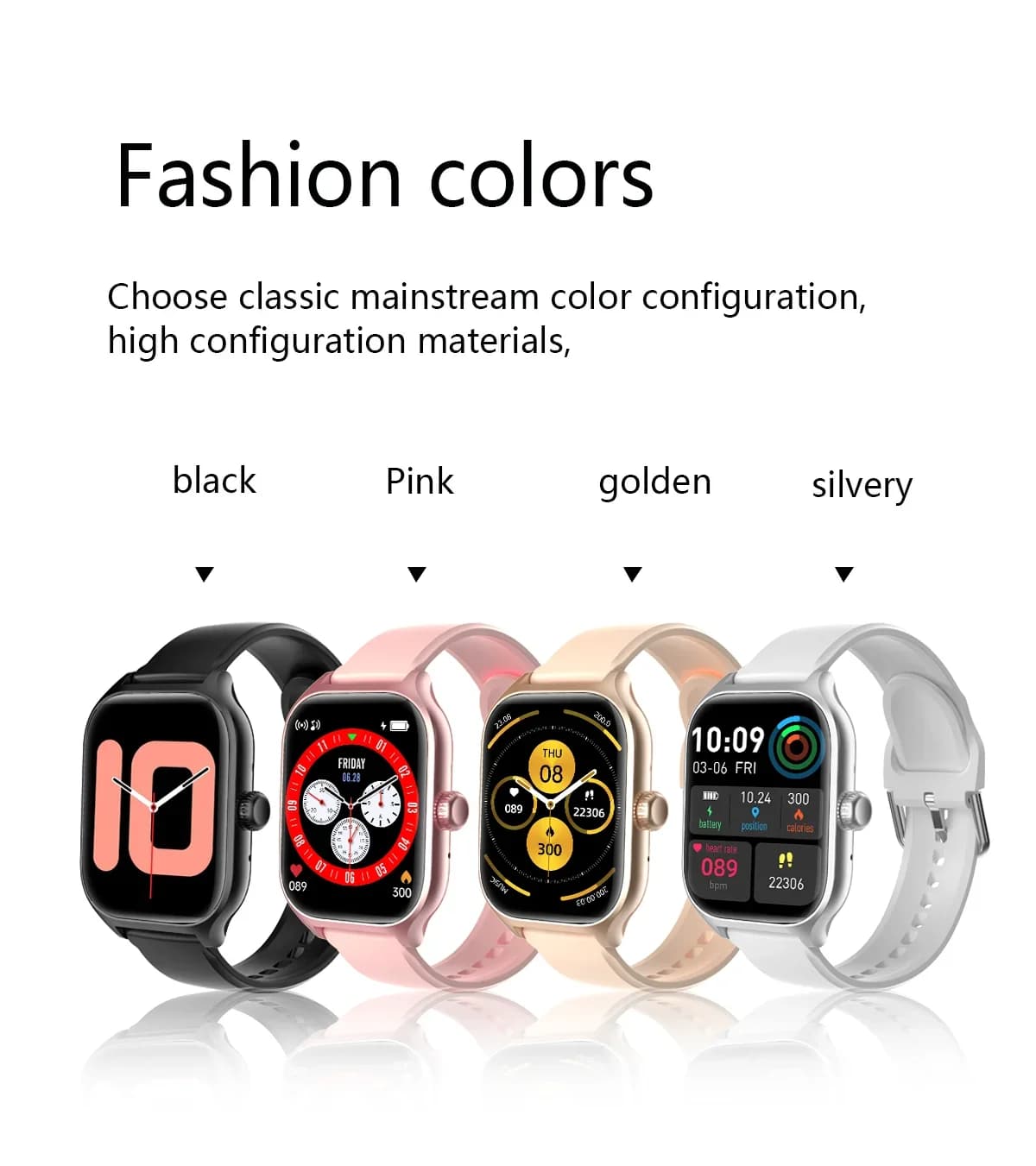 Smartwatch HOMEFISH C20 - Écran HD 1.77 pouce, appels Bluetooth, alertes messages, modes sport homme femme