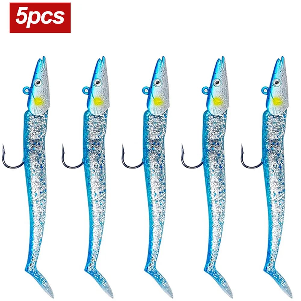 5 leurres souples cuillers 10g 11cm pour pêche carnassiers avec jig et cuillère
