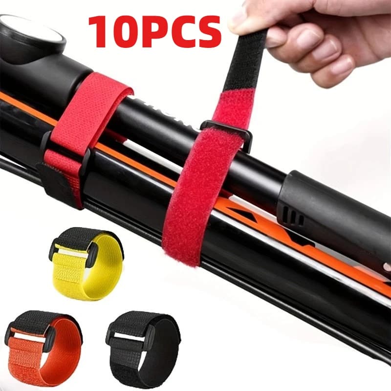 10 sangles réutilisables pour fixation canne à pêche : attaches réglables pour transport et rangement