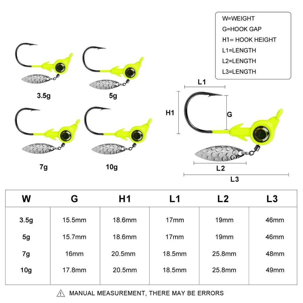 Jig head rotatif 3.5g-10g avec paillettes leurres métal cuillères vers souples pêche