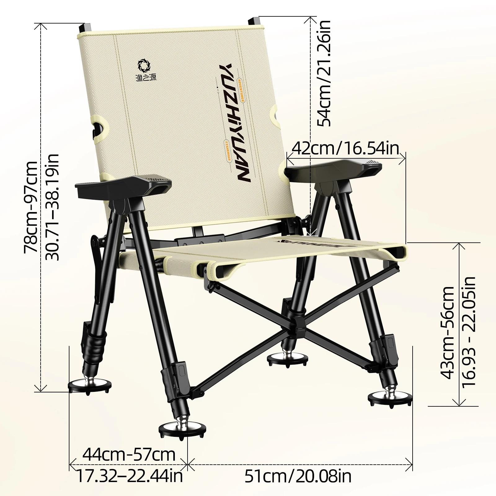 Fauteuil de pêche télescopique pliable complet - Siège portable tous terrains cadeau pêcheur