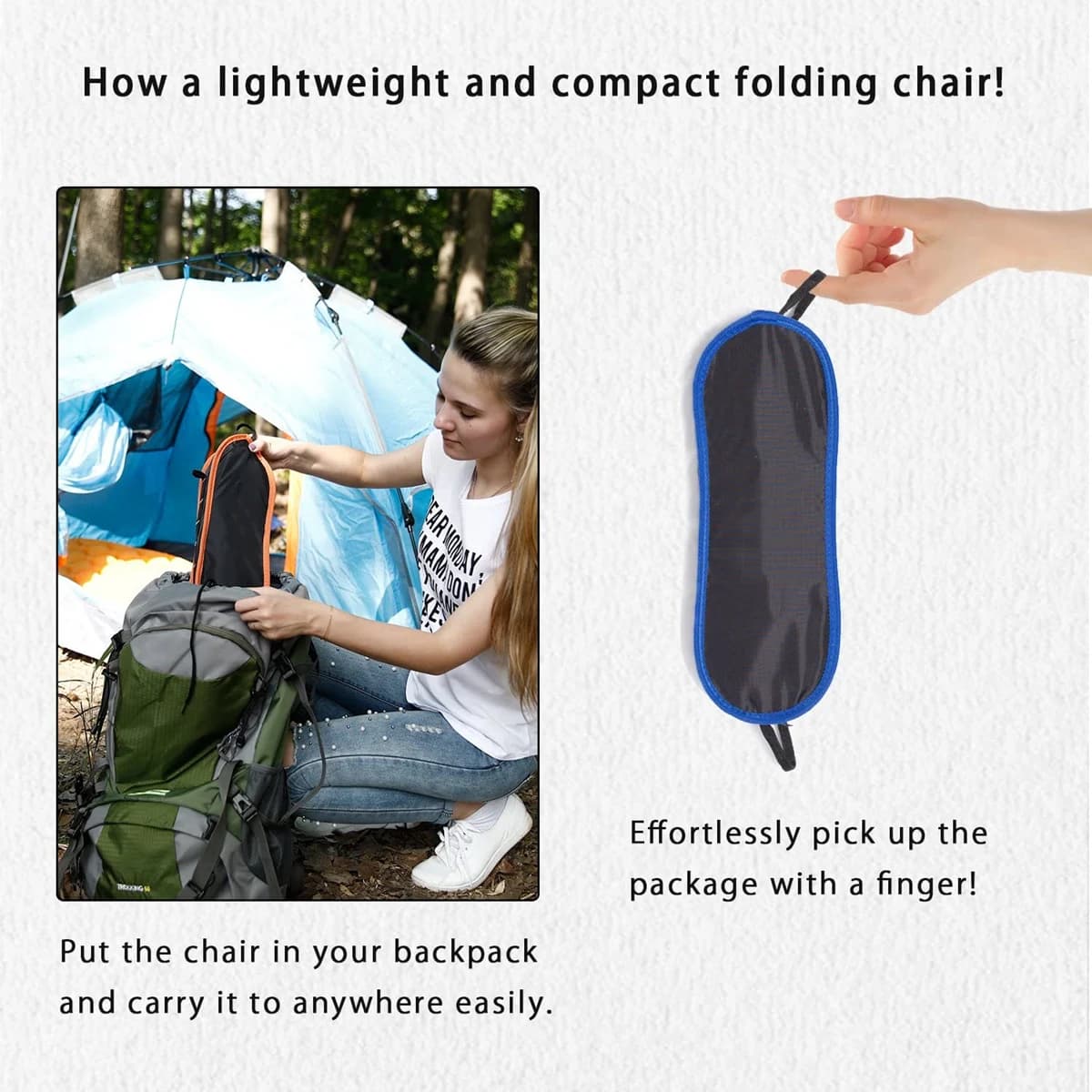 Chaise pliante ultralégère 2 pièces pour pêche, camping et voyage - Siège portable pour extérieur