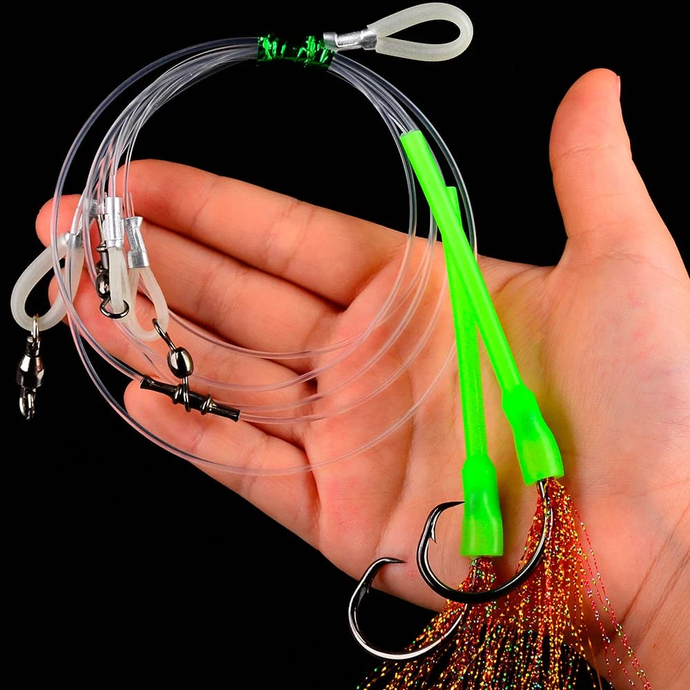 Montages mer 2 pièces pour pêche du flétan fond - bas de ligne acier pêche efficace poissons plats