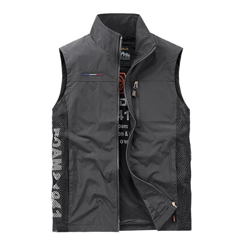 Veste homme été sans manches respirante pêche photographie loisirs extérieur veste mesh léger
