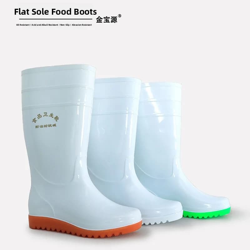 Bottes pluie hautes blanches homme PVC alimentaire anti-dérapantes pour pêche cuisine
