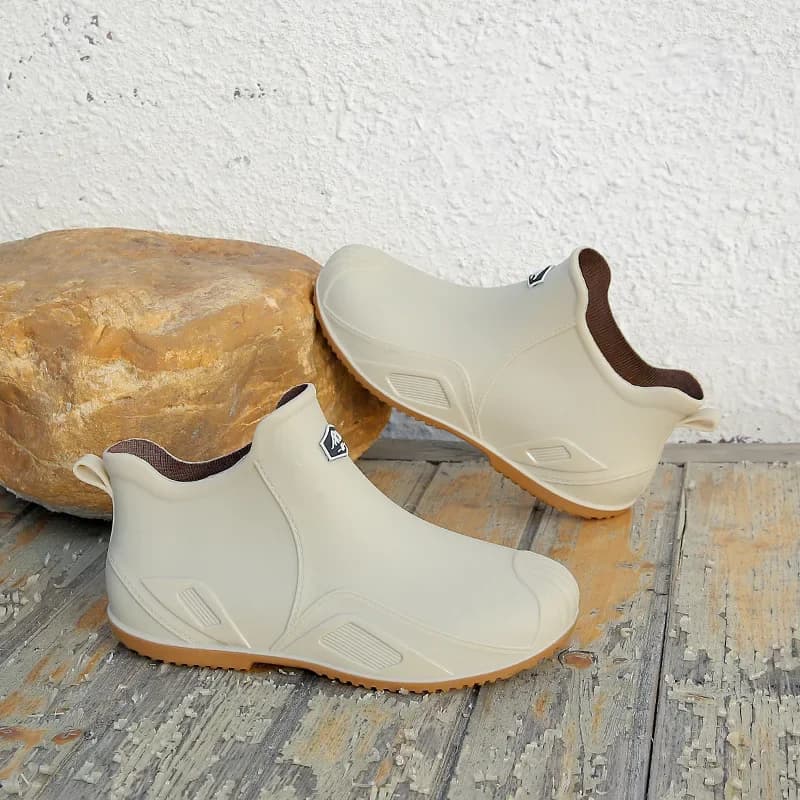 Bottes de pêche homme mode cheville basse plastique antidérapantes semelle plate résistantes