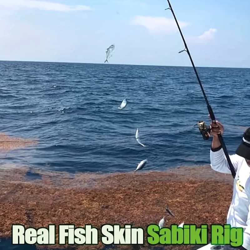 Packs sabiki rig pêche nuit - Hameçons phosphorescents peau poisson eau douce/mer 5-10 sets