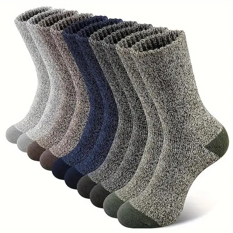 Chaussettes randonnée homme en laine mérinos épaisses - 5 paires thermiques pour temps froid et activités outdoor