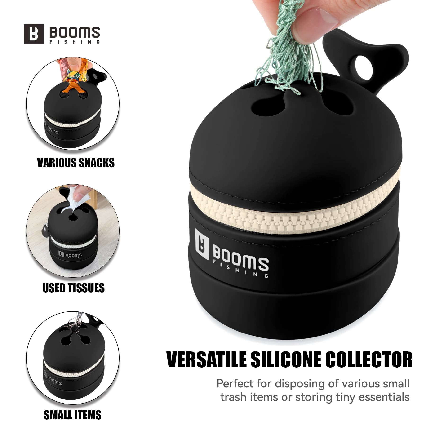 Collecteur de déchets de pêche rétractable en silicone - Poubelle multifonction pour hameçons et lignes