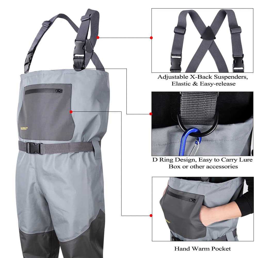 Waders Goture respirants bottes intégrées 100% étanches pour pêche à la mouche et chasse