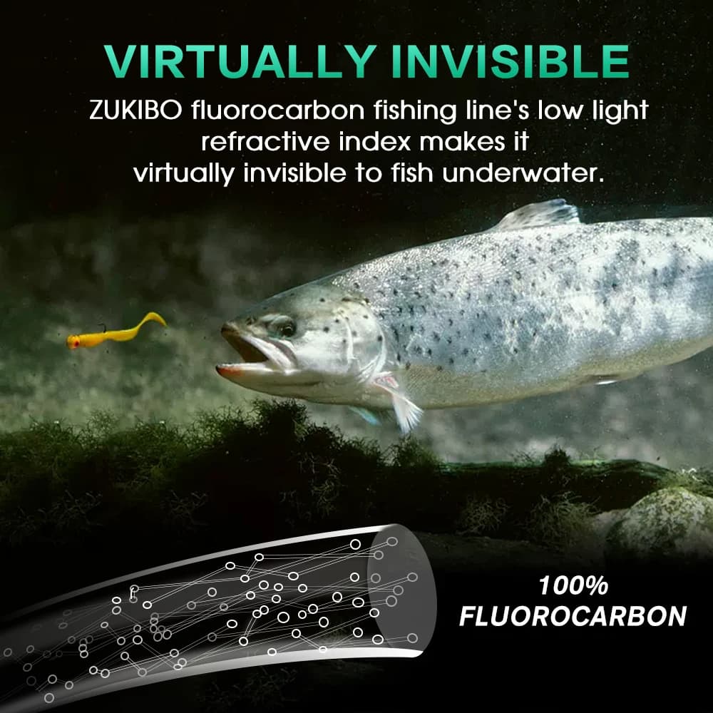 Ligne fluorocarbone ZUKIBO Super Soft Japan Carbon 50M invisible et résistante à l'abrasion