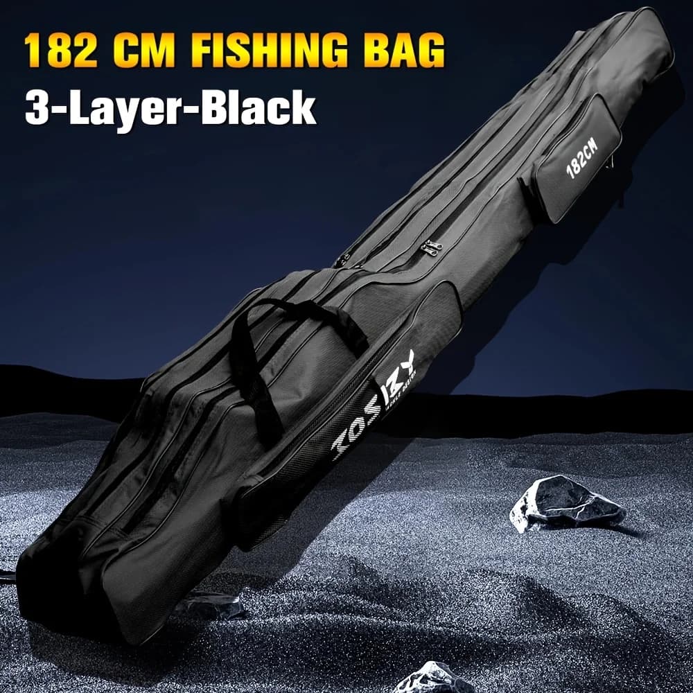 Sac à dos de pêche Oxford 3 couches 122/152/182cm pour cannes et accessoires de pêche extérieur