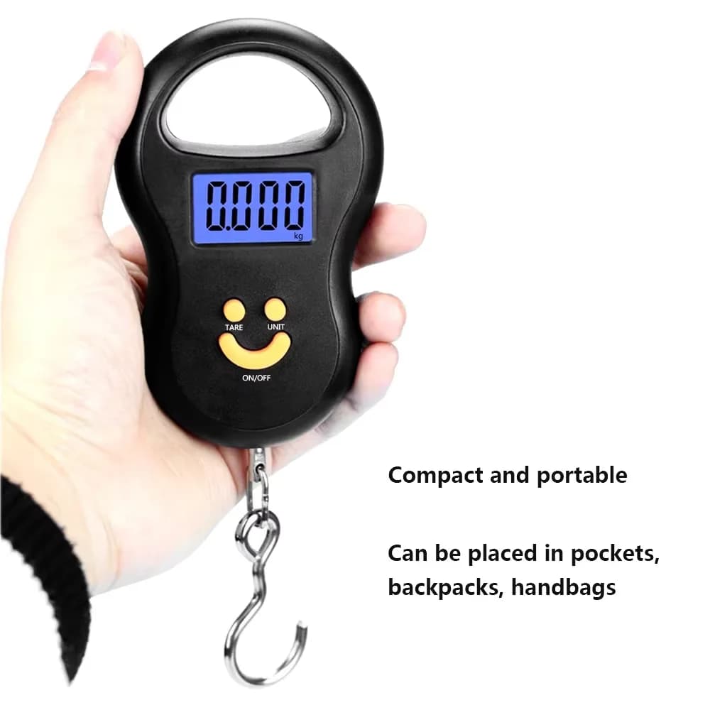 Balance électronique 50kg polyvalente - Pêche, cuisine, voyage avec écran LCD rétroéclairé portable