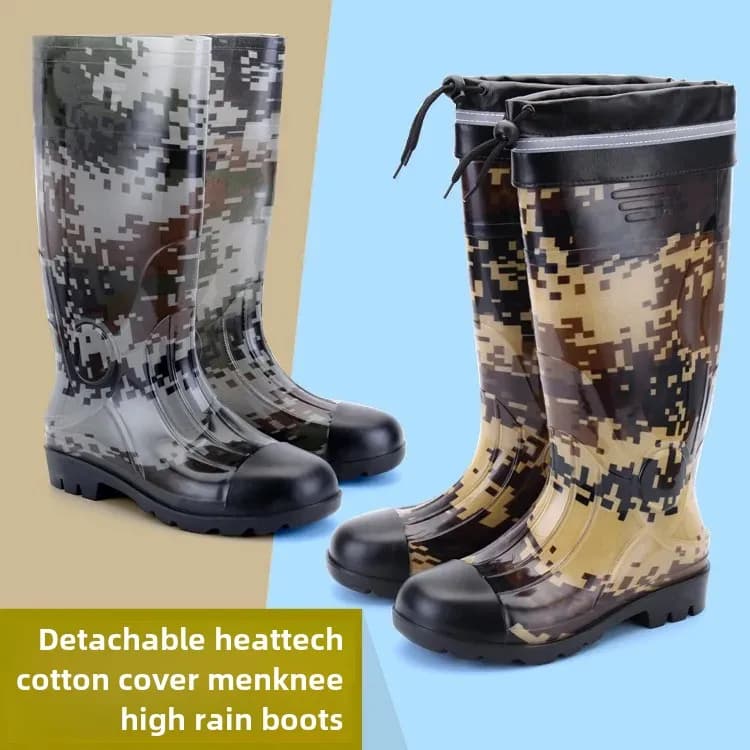 Bottes de pluie épaisses camouflage sécurité mines - Chaussures caoutchouc qualité supérieure tube long